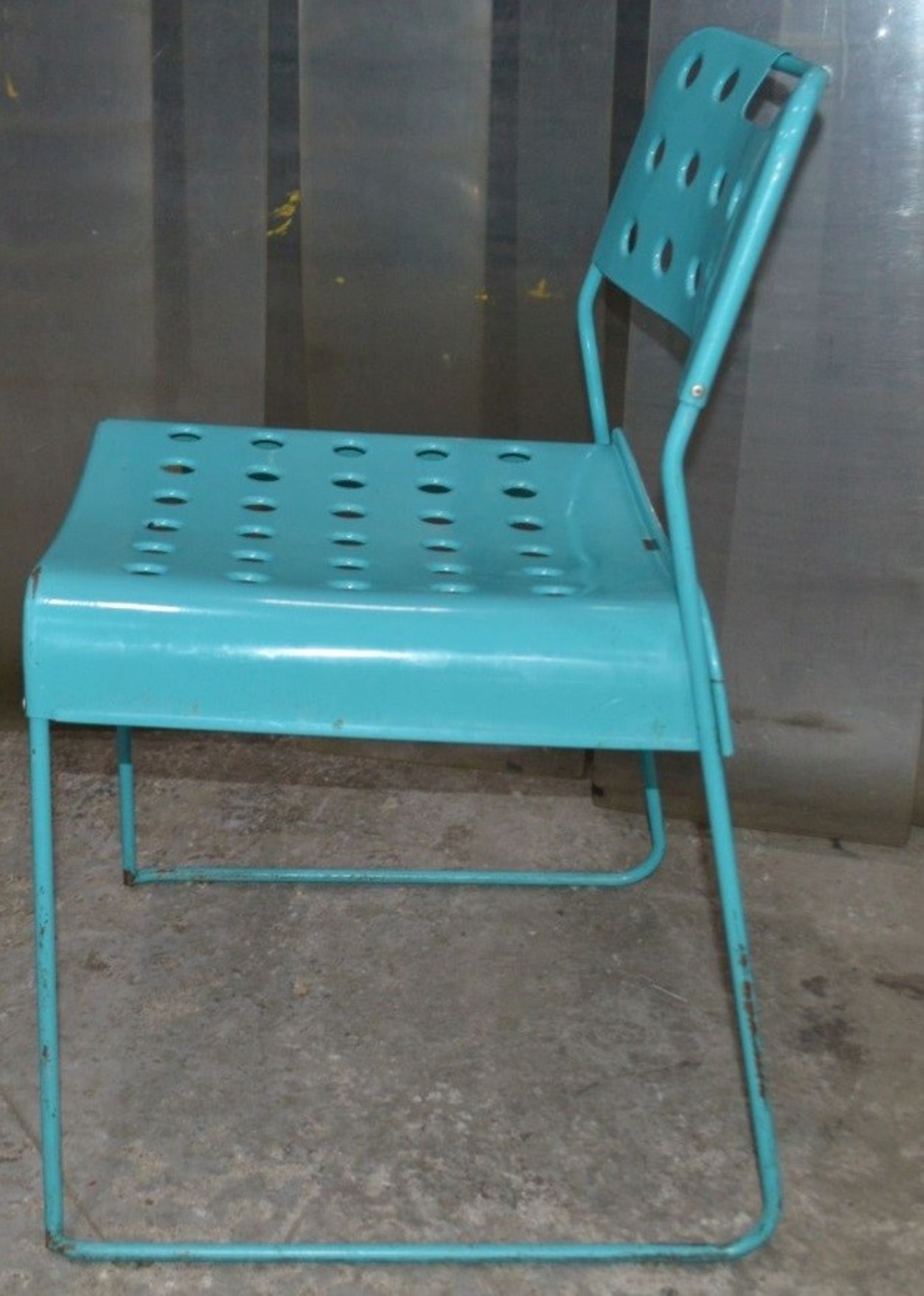 5 x Rustic Metal Commercial Bistro Chairs In Blue - Dimensions: H74 x W44 x D45cm, Seat 47cm - Image 2 of 4