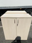 2 x Office Cupboards Finished in Birch with 2 Shelves Inside - Used Condition - Location: Altrincham