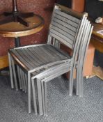 6 x Outdoor Restaurant / Pub Chairs - Features Metal Square Frames and Slatted Wood - CL586