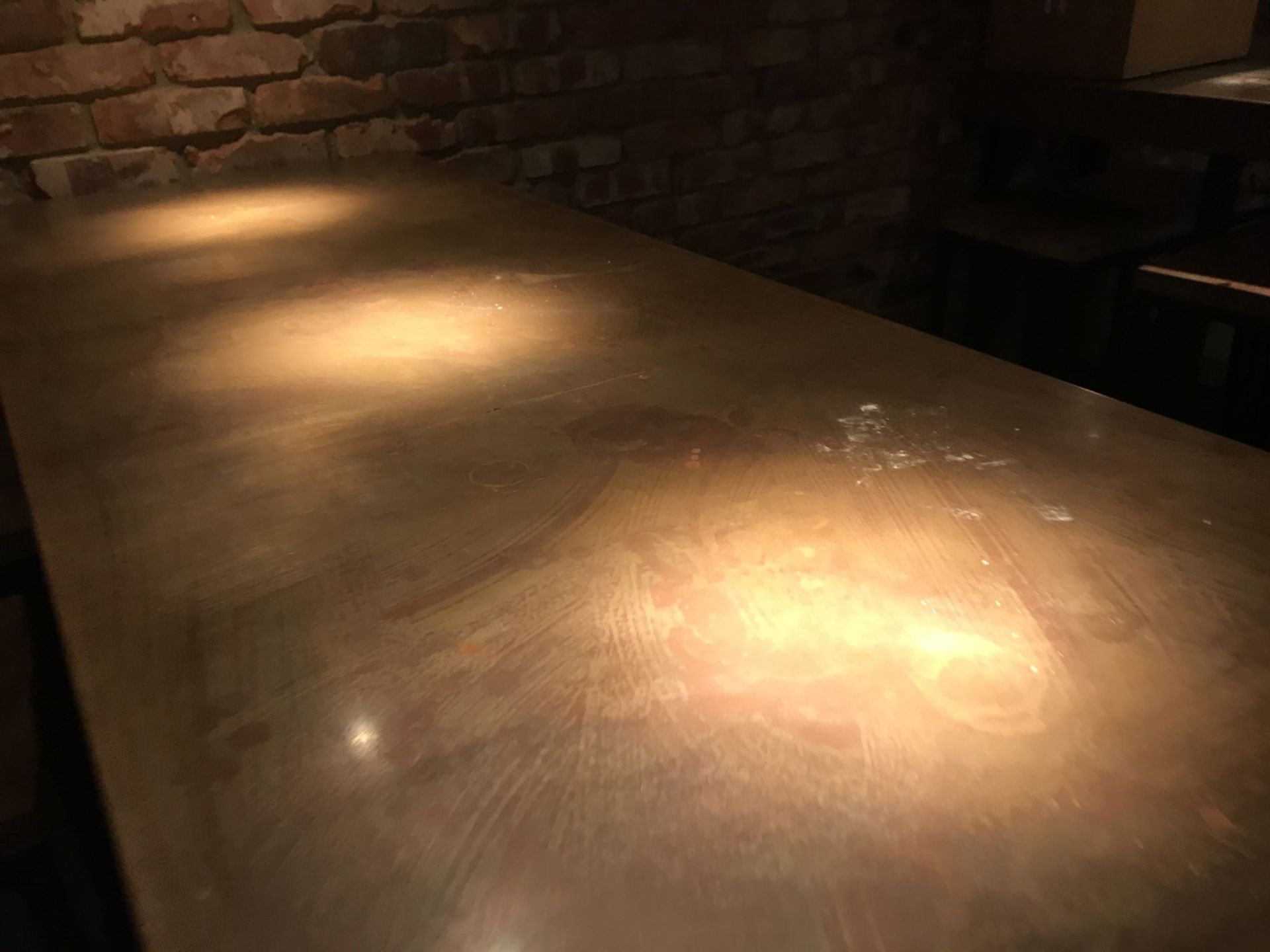 1 x Restaurant Dining Table With Industrial Metal Base and Copper Top - Size H91 x W180 x D70 cms - - Image 6 of 7