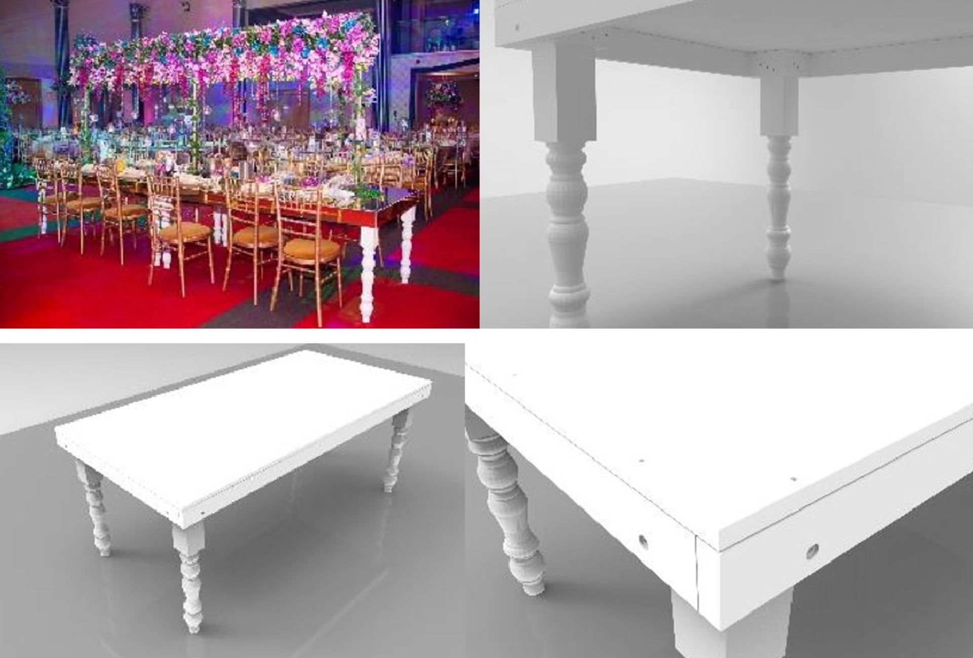 5 x Bespoke Rectangular Commercial Event / Dining Tables In White - Dimensions: 198cm x D99 x H74cm