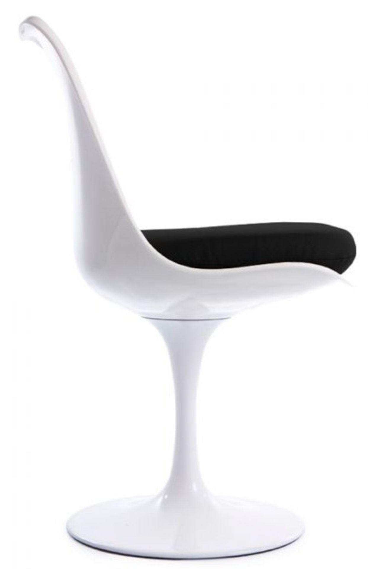 1 x Eero Saarinen Inspired Tulip Armchair In White With Black Faux Leather Cushion - Brand New Boxed - Image 4 of 4