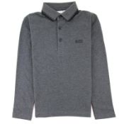 1 x HUGO BOSS Polo Shirt Grey L/Sleeve - New With Tags - Size: 16A - Ref: J25E35 - CL580 - NO VAT