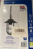 1 x Searchlight Well Glass Outdoor Pendant in matt black - Ref: 2191BK - New and Boxed stock