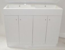 1 x Gloss White 1200mm 4-Door Double Basin Freestanding Bathroom Cabinet - New & Boxed Stock - CL307