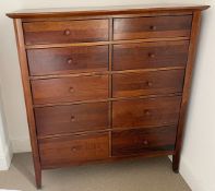 1 x Solid Wood 10-Drawer Dresser Unit - Dimensions: H124 x D50 x W115cm - Ref: MC583 - Pre-owned -