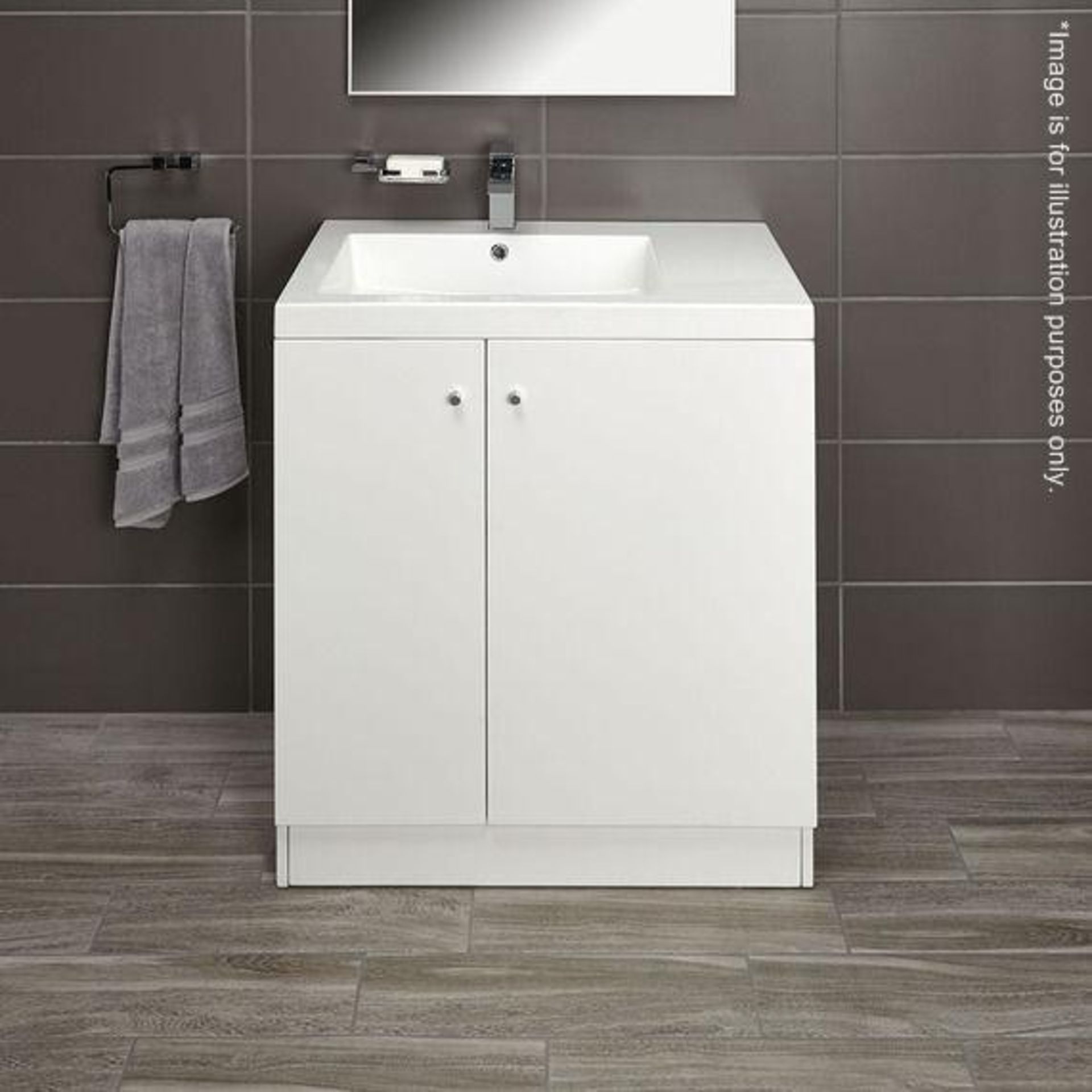 10 x Alpine Duo 750 Floorstanding Vanity Units In Gloss White - Dimensions: H80 x W75 x D49.5cm - - Image 4 of 4