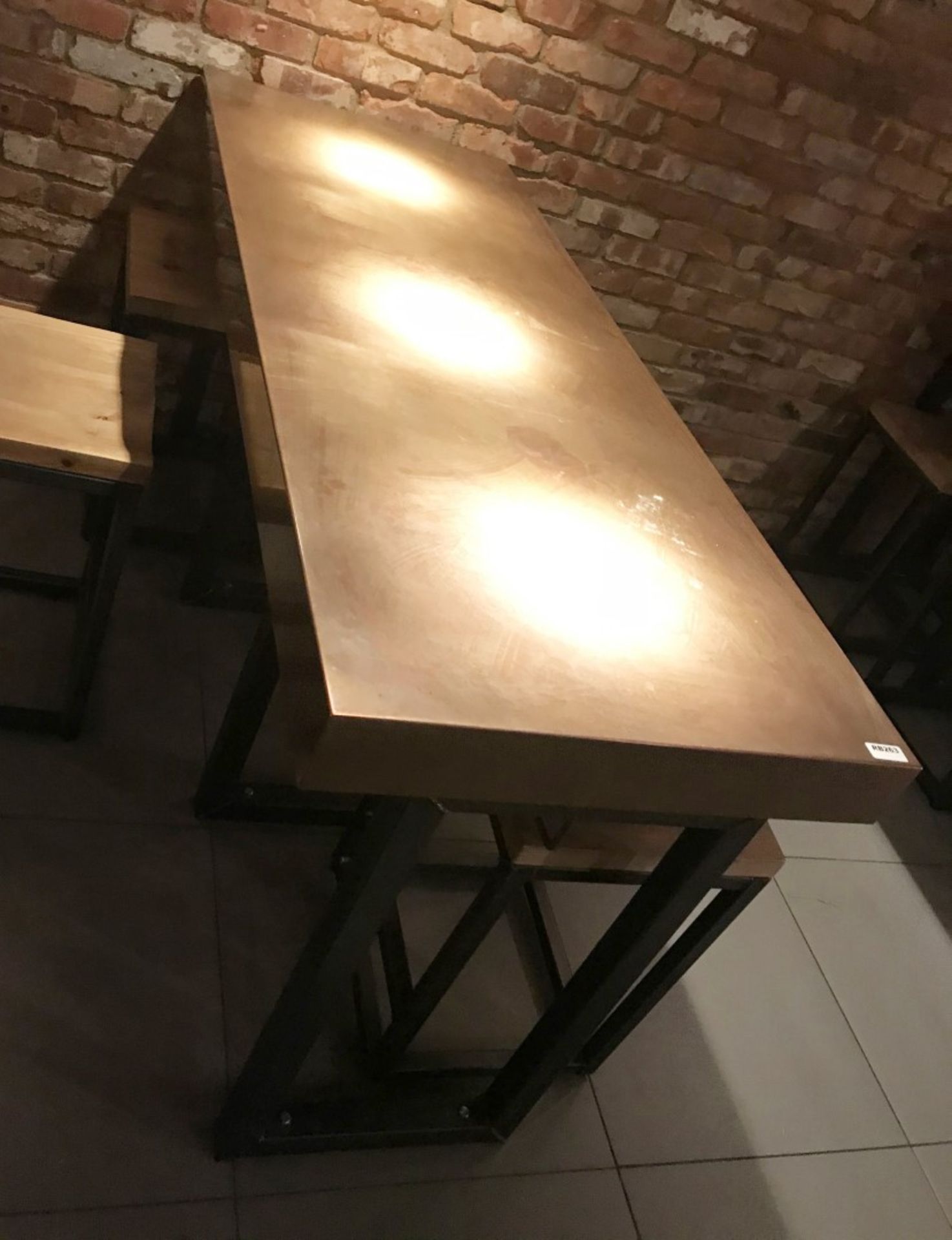 1 x Restaurant Dining Table With Industrial Metal Base and Copper Top - Size H91 x W180 x D70 - Image 5 of 6