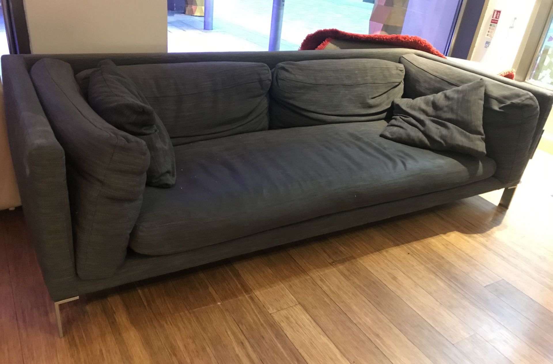 1 x Habitat Newman Four Seater Sofa in Grey With Chrome Feet and Cushions - Ref: 138 - Size H67/33 x - Image 2 of 9