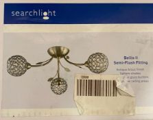 1 x Searchlight Bellis II Semi-Flush Fitting in Antique Brass -Ref: 6573-3AB - New Boxed - RRP: £125
