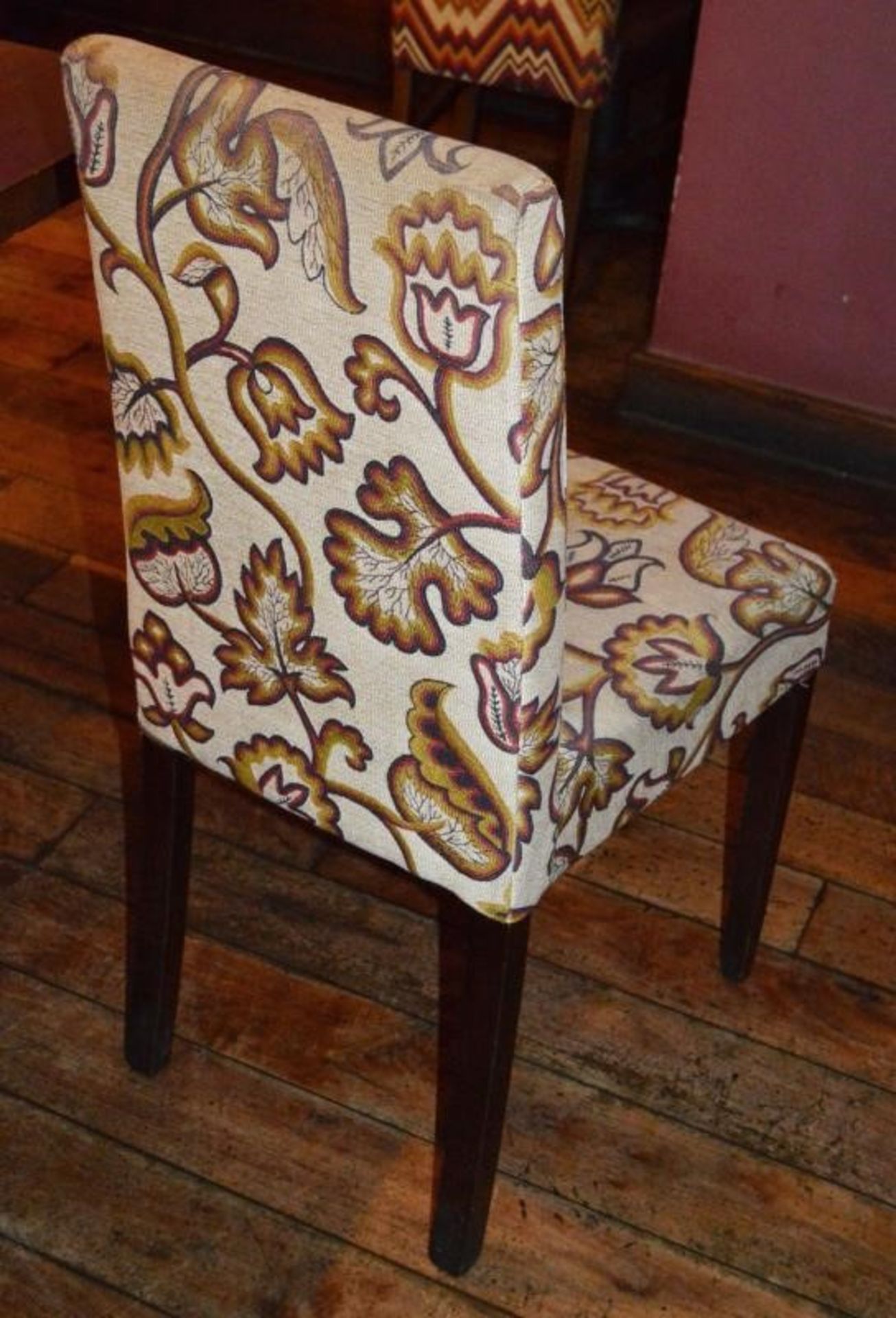 3 x Upholstered Restaurant Dining Chairs In A Floral Mexican-style Fabric - Dimensions (approx): H95 - Image 3 of 3