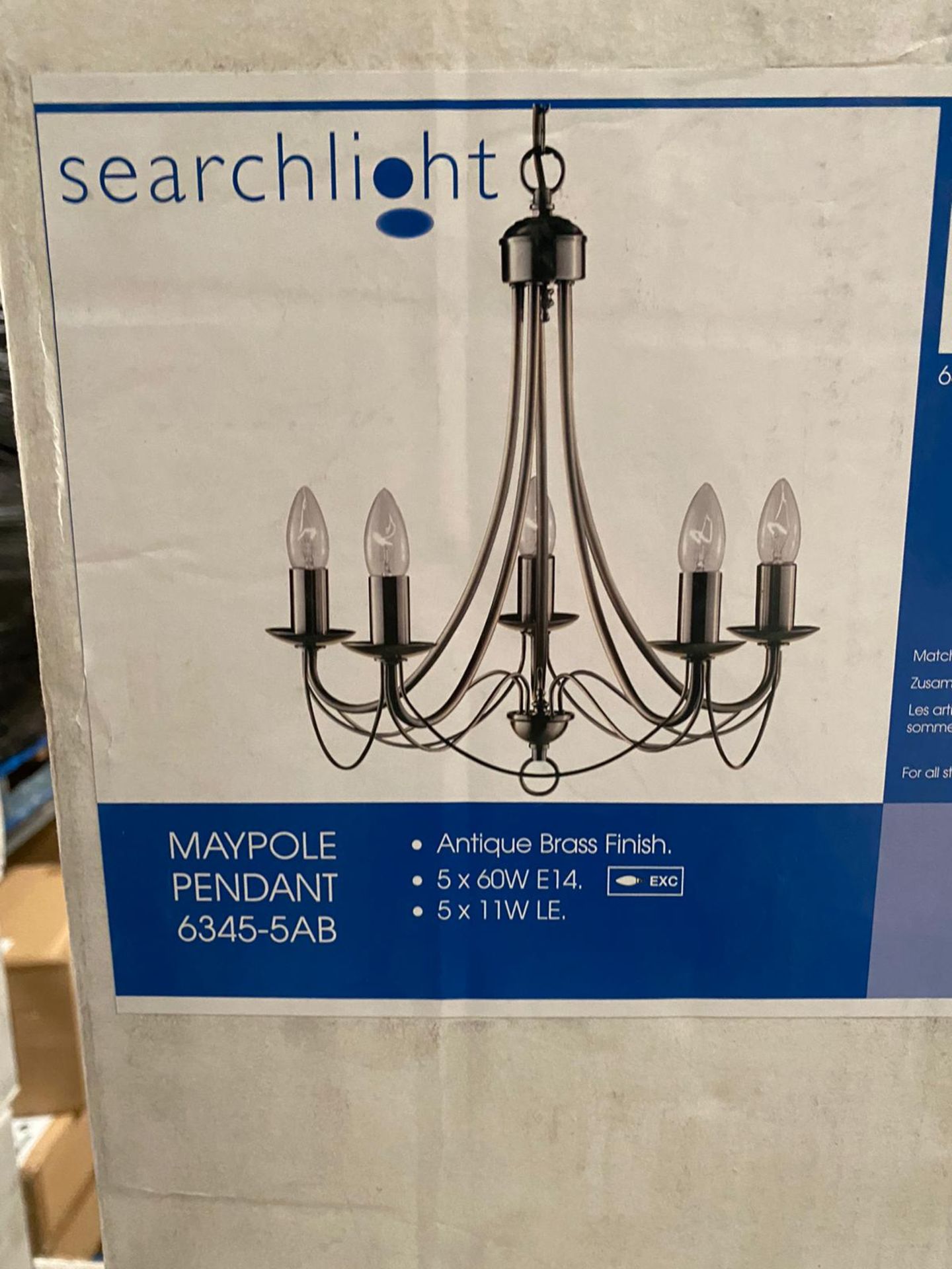 1 x Searchlight Maypole Pendant in Antique Brass- Ref: 6345-5AB - New and Boxed -RRP: £120