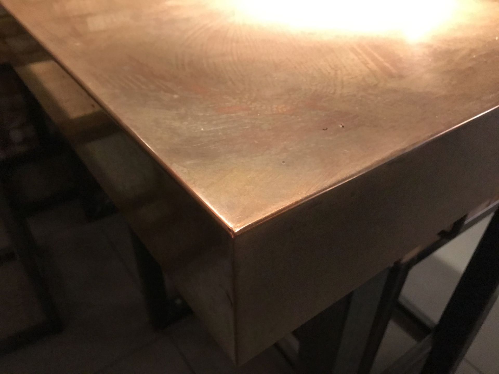 1 x Restaurant Dining Table With Industrial Metal Base and Copper Top - Size H91 x W180 x D70 - Image 7 of 7