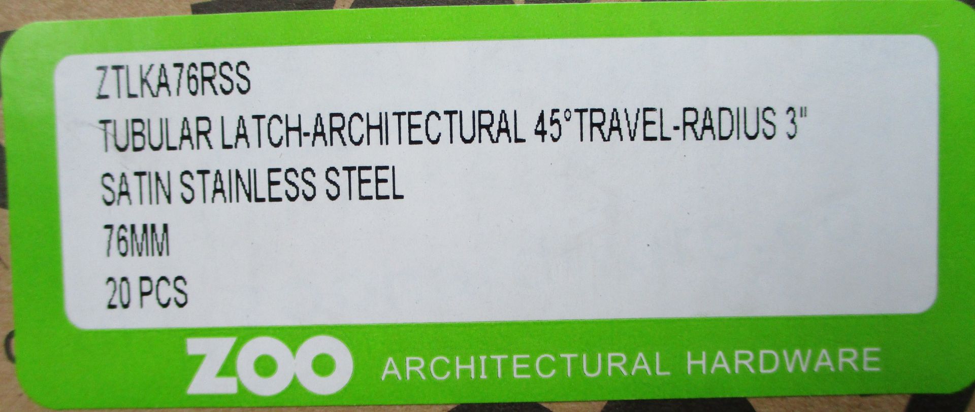 2 x Zoo Hardware Tubular Latch Radius 76mm - Brand New Stock - Location: Peterlee, SR8 - Image 3 of 4