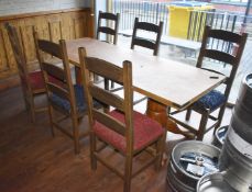 1 x Rectangular Pub Table With Large Claw Feet Pedestals and 6 x Chairs - CL586 - Location:
