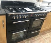 1 x Stoves Richmond 1100DF Dual Fuel Range Cooker With Matching Extractor Hood - Black Finish With 4