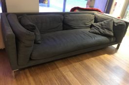 1 x Habitat Newman Four Seater Sofa in Grey With Chrome Feet and Cushions - Ref: 138 - Size H67/33 x