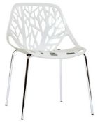 Set Of 4 x LILY Nature-Inspired Dining Chairs - Features A White Moulded Plastic Seat With Chrome