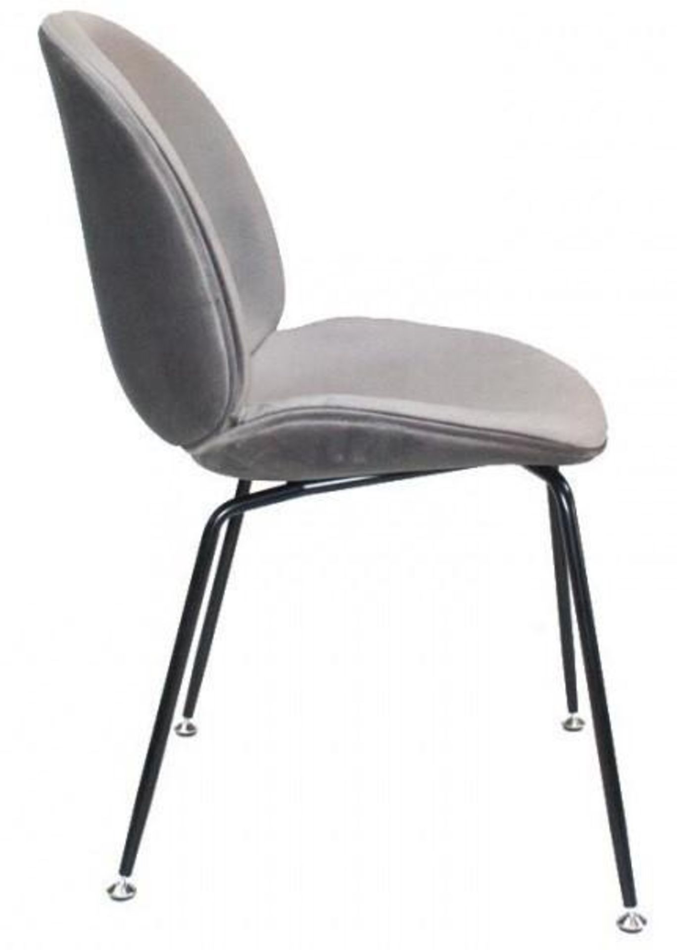 2 x GRACE Upholstered Contemporary Dining Chairs In Grey Velvet - Dimensions: W48 x D50 x H85 cm - B - Image 2 of 3