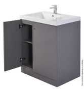 10 x Alpine Duo 750 Floorstanding Vanity Units In Gloss Grey - Dimensions: H80 x W75 x D49.5cm -