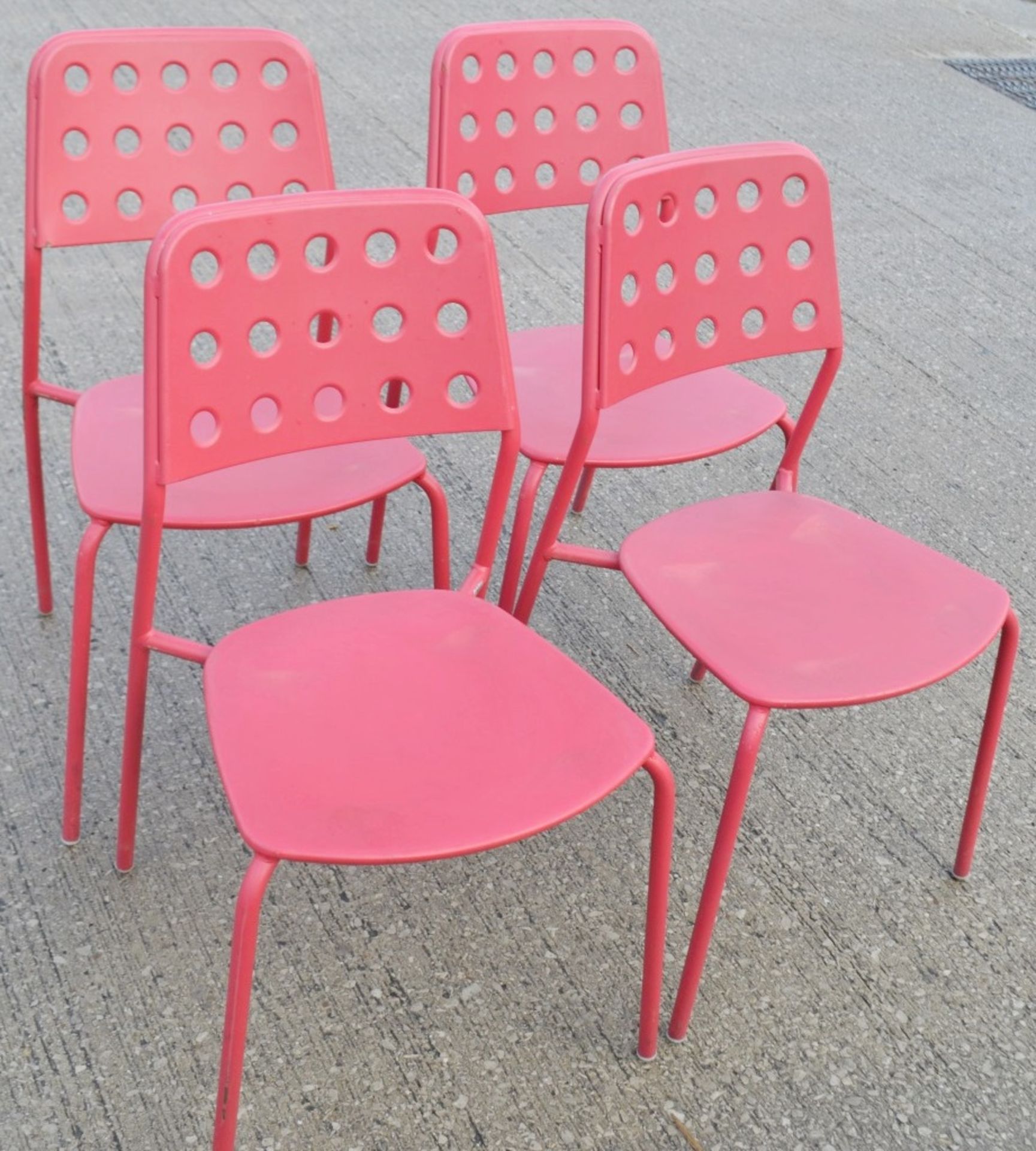 5 x Emu Branded Italian Made Outdoor Metal Stackable Bistro Chairs In Magenta (Hot Pink) - - Image 3 of 6