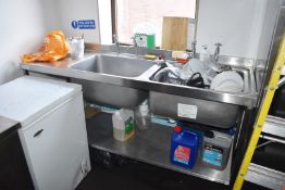 1 x Sissons Twin Bowl Sink Unit With Mixer Taps - 180cm Wide - CL586 - Location: Stockport SK1