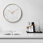 1 x 'Structure' Contemporary Faux Marble Wall Clock by Cloudnola - Diameter 40cm - Brand New
