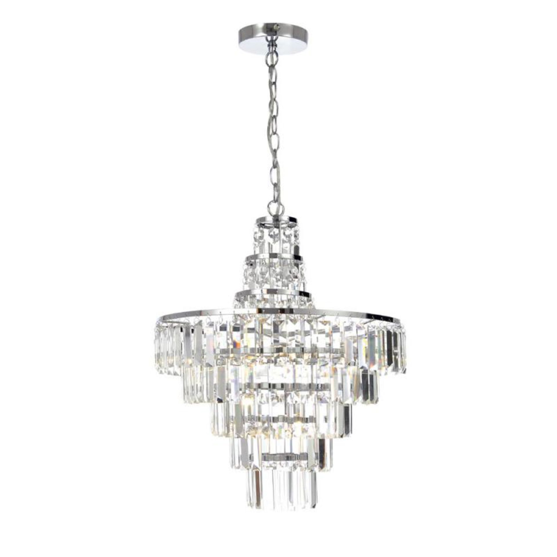 1 x Spa 'Belle' Crystal 4 Light BATHROOM Chandelier In Chrome - IP44 - Height: 90cm/Diameter: 45cm -