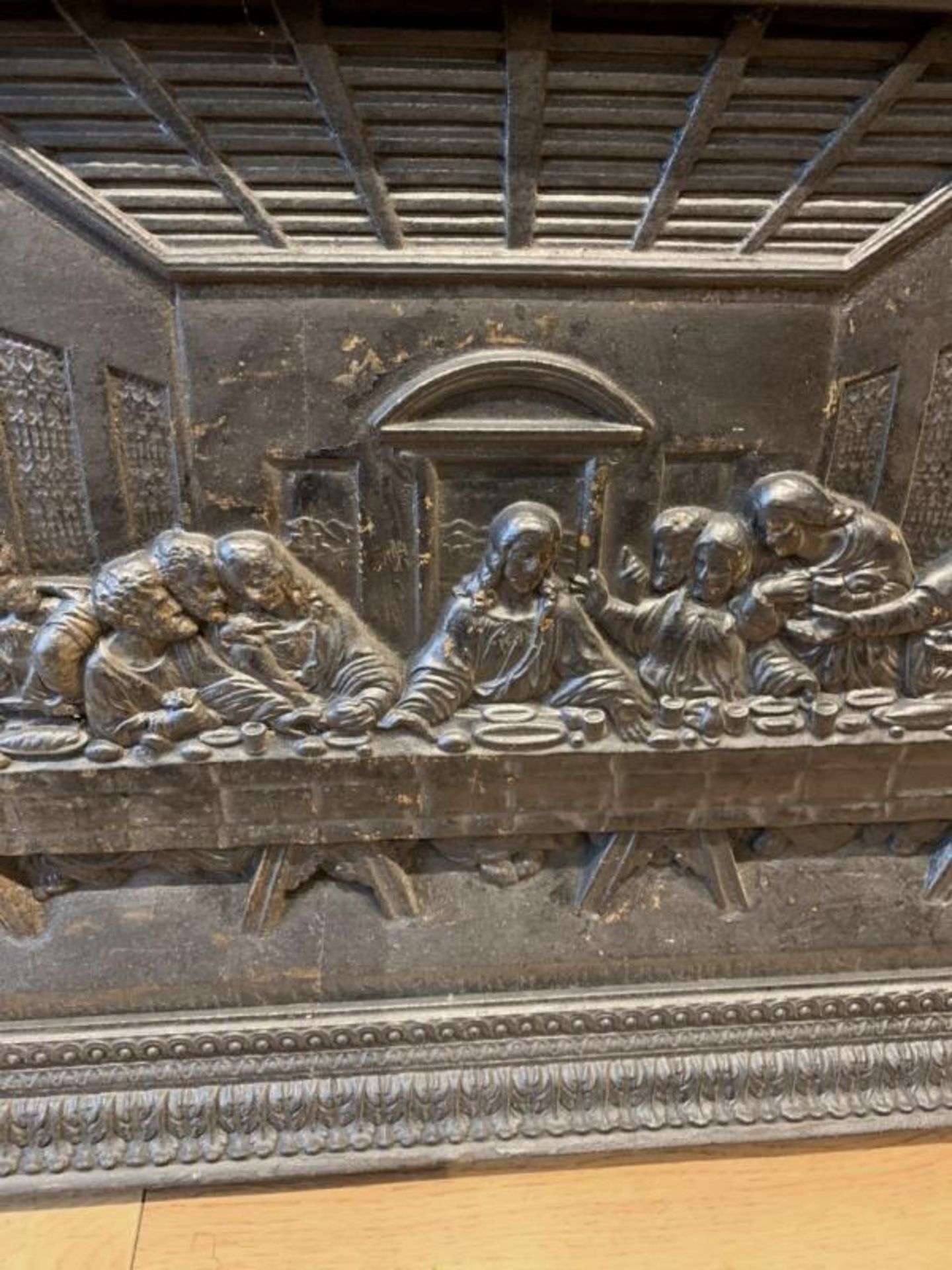 1 x Heavy Solid Cast Iron Rectangular Sculpture Featuring The Famous 'Last Supper' Scene - - Image 3 of 14