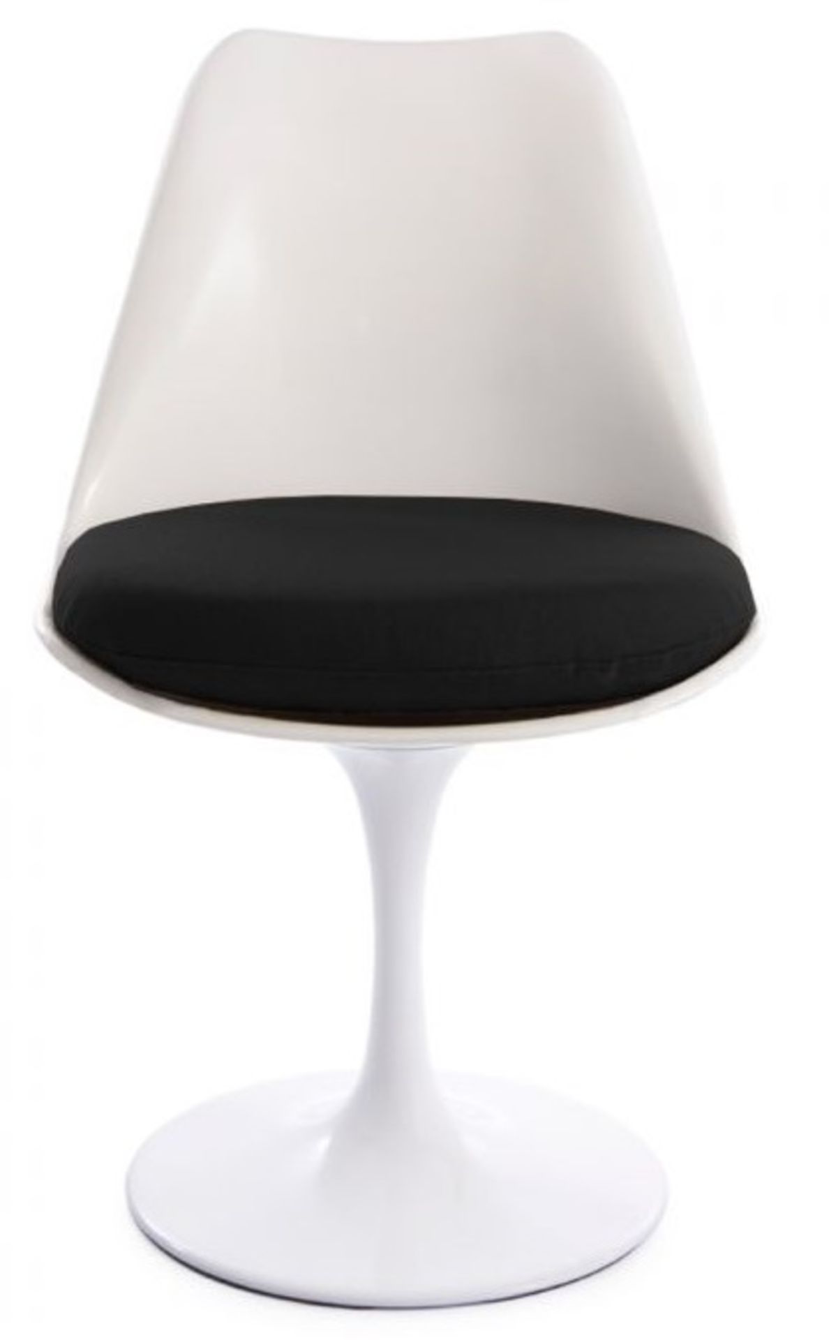 1 x Eero Saarinen Inspired Tulip Armchair In White With Black Faux Leather Cushion - Brand New Boxed - Image 4 of 4