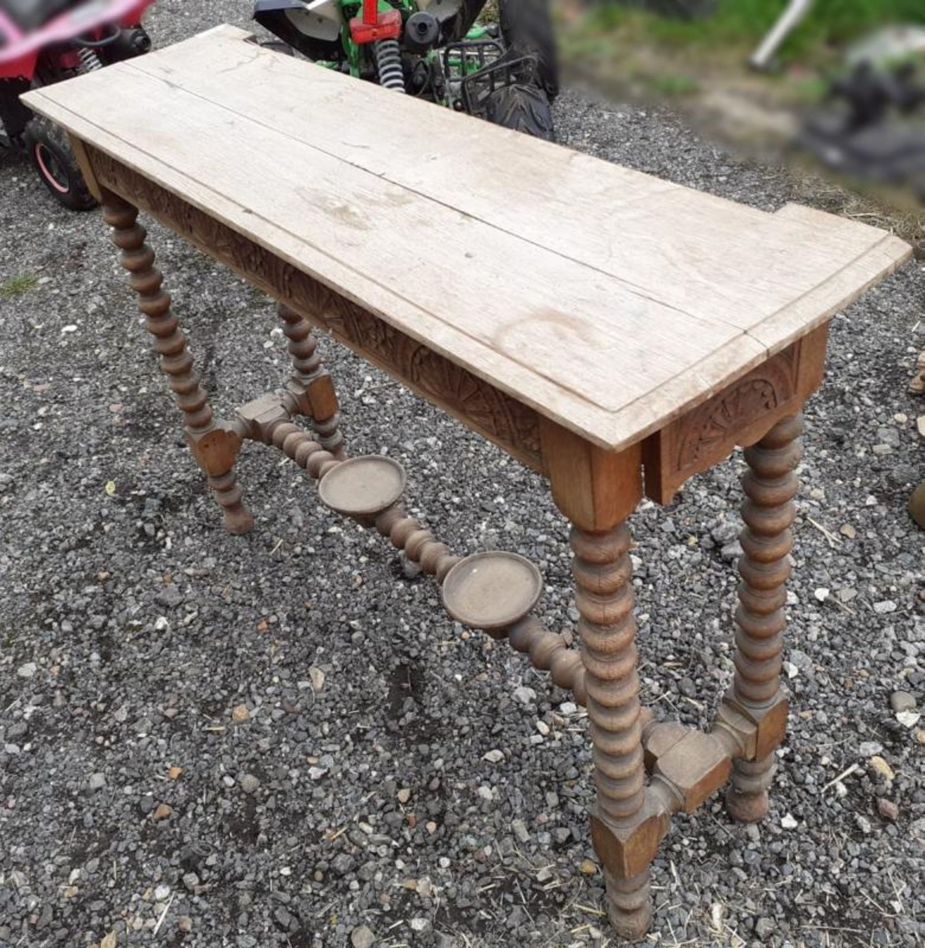 1 x Carved Wooden Console / Hallway Table With A Secret Drawer At Each End - Dimensions: Height 90cm - Image 7 of 8