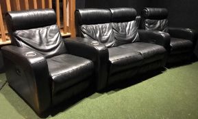 LEGGETT & PLATT Luxury Leather Electric Recliner Home Cinema Seating In 3 x Sections - Ref: