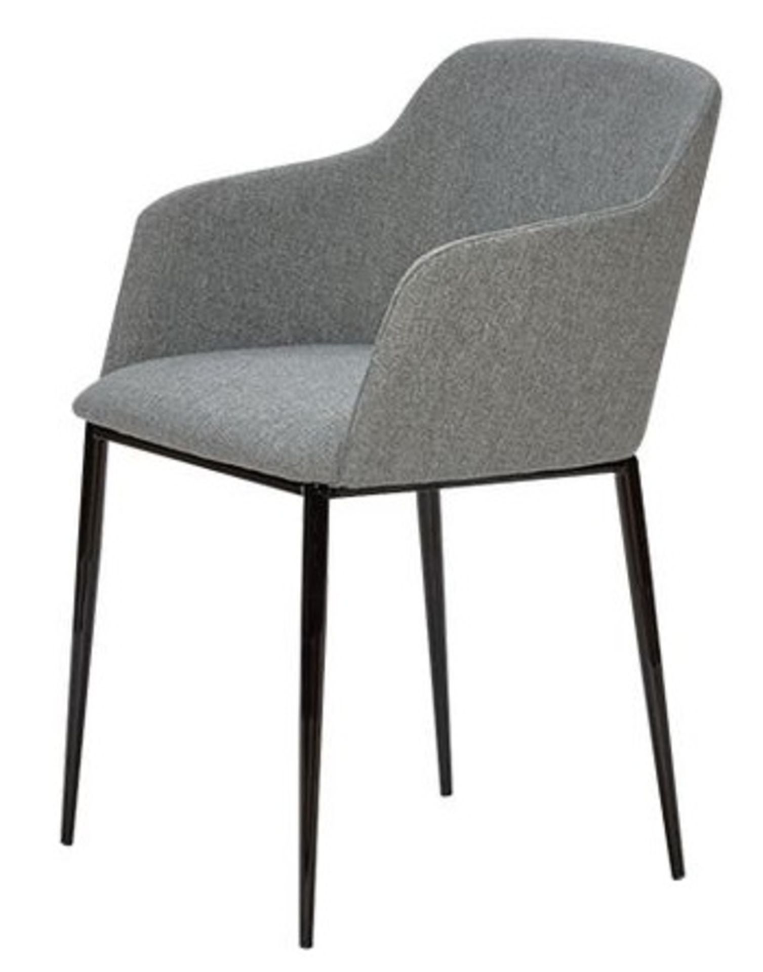 6 x FLANDERS Upholstered Contemporary Dining Chairs In Grey Fabric, With Slender Black Metal - Image 3 of 3
