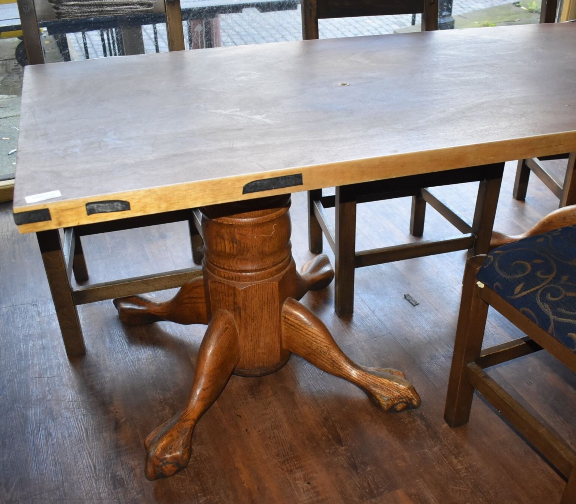 1 x Rectangular Pub Table With Large Claw Feet Pedestals and 6 x Chairs - CL586 - Location: - Image 3 of 3