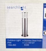 1 x Satin Silver Outdoor Stainless Steel Bollard Light With Polycarbonate Diffuser - IP44 Rated - 45