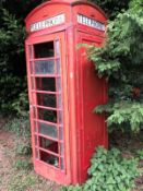 1 x Authentic Traditional 2.4 Metre High K6 Red Telephone Box With Cast Iron Frame And Teak Door -