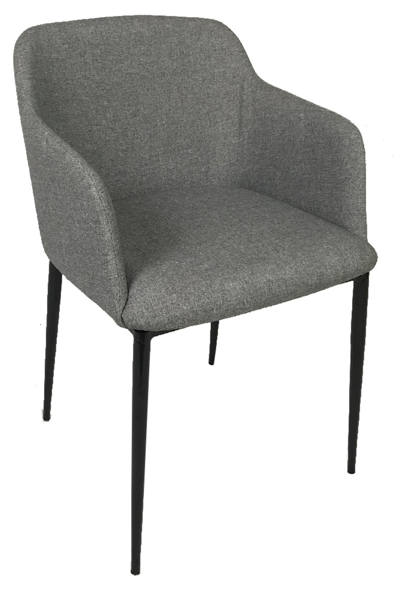 6 x FLANDERS Upholstered Contemporary Dining Chairs In Grey Fabric, With Slender Black Metal
