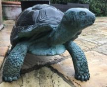 1 x Majestic Looking Giant Solid Bronze Oversized Tortoise Garden Statue With Lifelike Features -