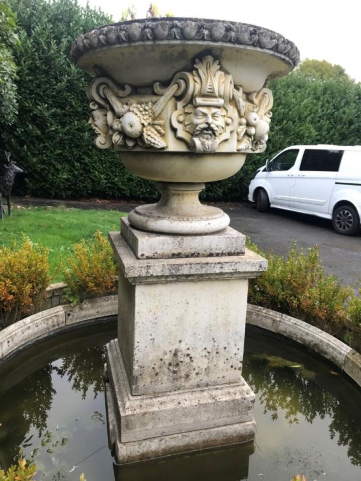 A Magnificent Period Style Circular Stone Fountain Pond With Mature Herbaceous Borders - 3 Metres In - Image 7 of 21