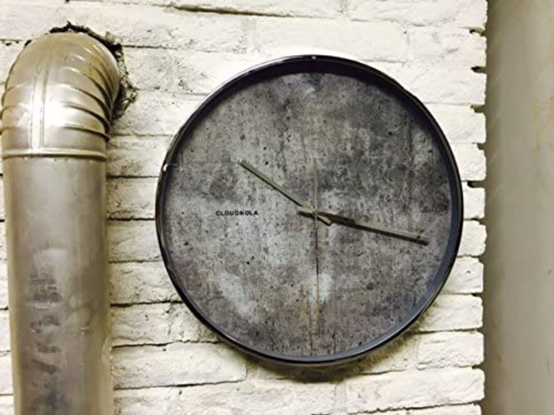 1 x Cloudnola 'Structure' Industrial Style Wall Clock With A Faux Cement Face - Diameter 40cm /