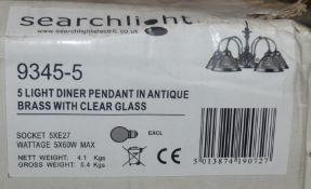 1 x American Diner 5 Light Ceiling Light Antique Brass - New Boxed Stock - CL364 - Ref: ERP1- 9345-5