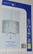 1 x Searchlight Venetian Chrome 5 Light Fitting With Silver Shade & Crystal Drops - New Boxed Stock