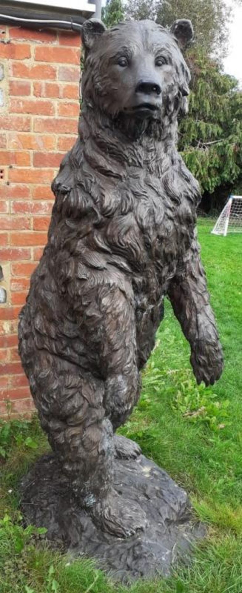 1 x Majestic Real Looking Giant Solid Bronze 1.9 Metre Tall Standing Bear Garden Sculpture -