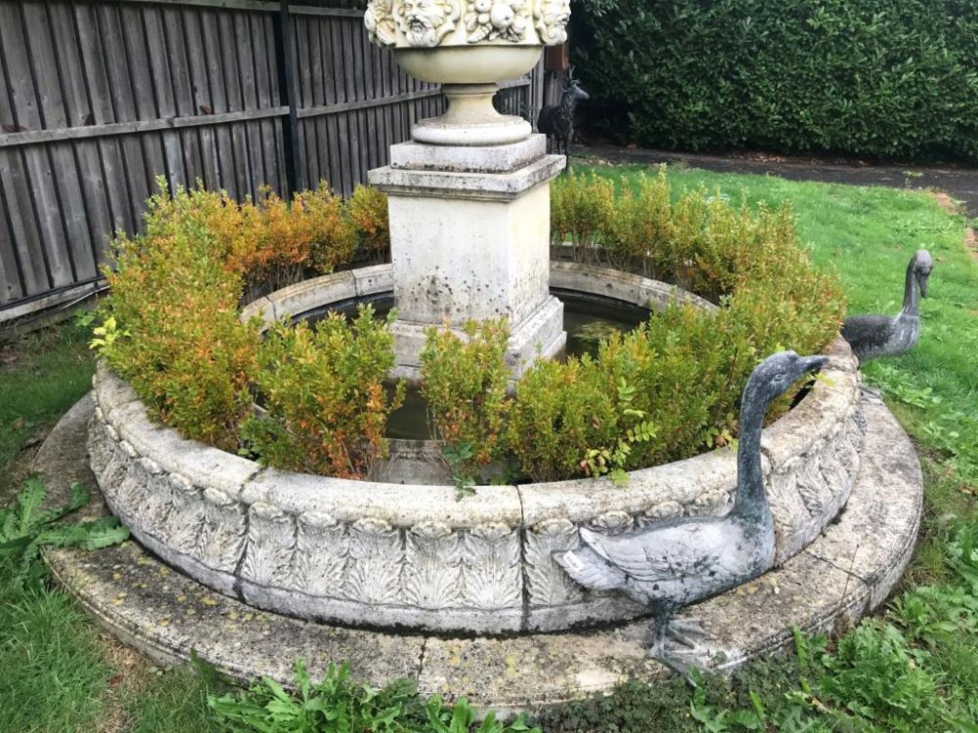 A Magnificent Period Style Circular Stone Fountain Pond With Mature Herbaceous Borders - 3 Metres In - Image 3 of 21