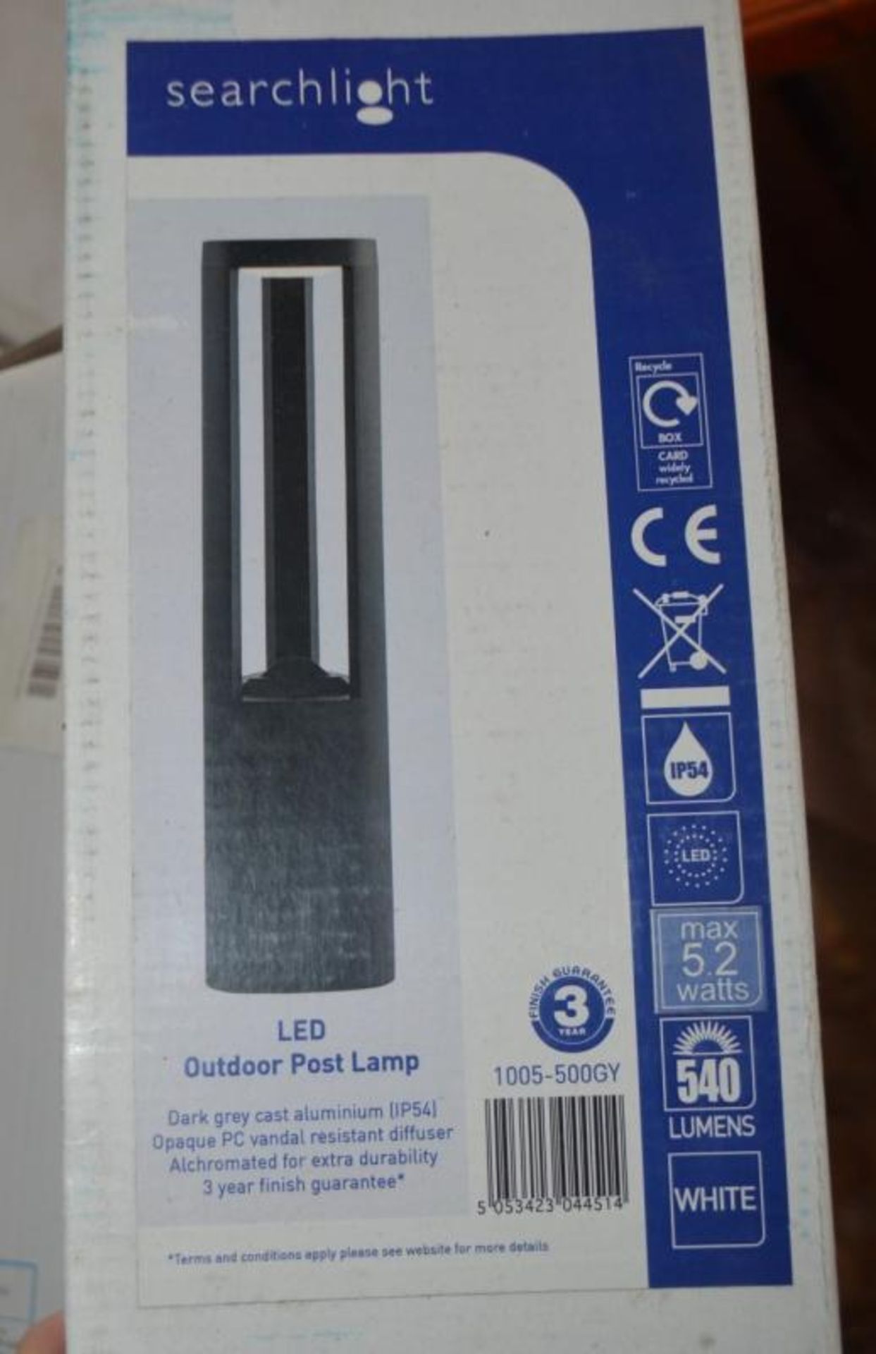 1 x Searchlight - LED Outdoor Post Lamp - CL323 - Ref: NO1 1005-500GY - WH1 AA5 - Location: Altrinch