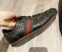 1 x Pair Of Genuine Gucci Mens Trainers In Black - Size: - Preowned in Worn Condition - Ref: LOT53 -