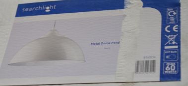 1 x SANFORD Cream Half Dome Metal Pendant Light With White Inner - 34cm Diameter - New/Unused Boxed