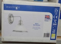 1 x Bistro Satin Silver Wall Light With Marble Glass Shade - New Boxed Stock - CL323 - Ref: 1481SS /