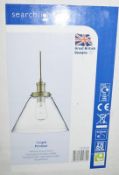 1 x Pyramid Antique Brass Pendant Light With Clear Glass Shade - New Boxed Stock - CL323 - Ref: 3228