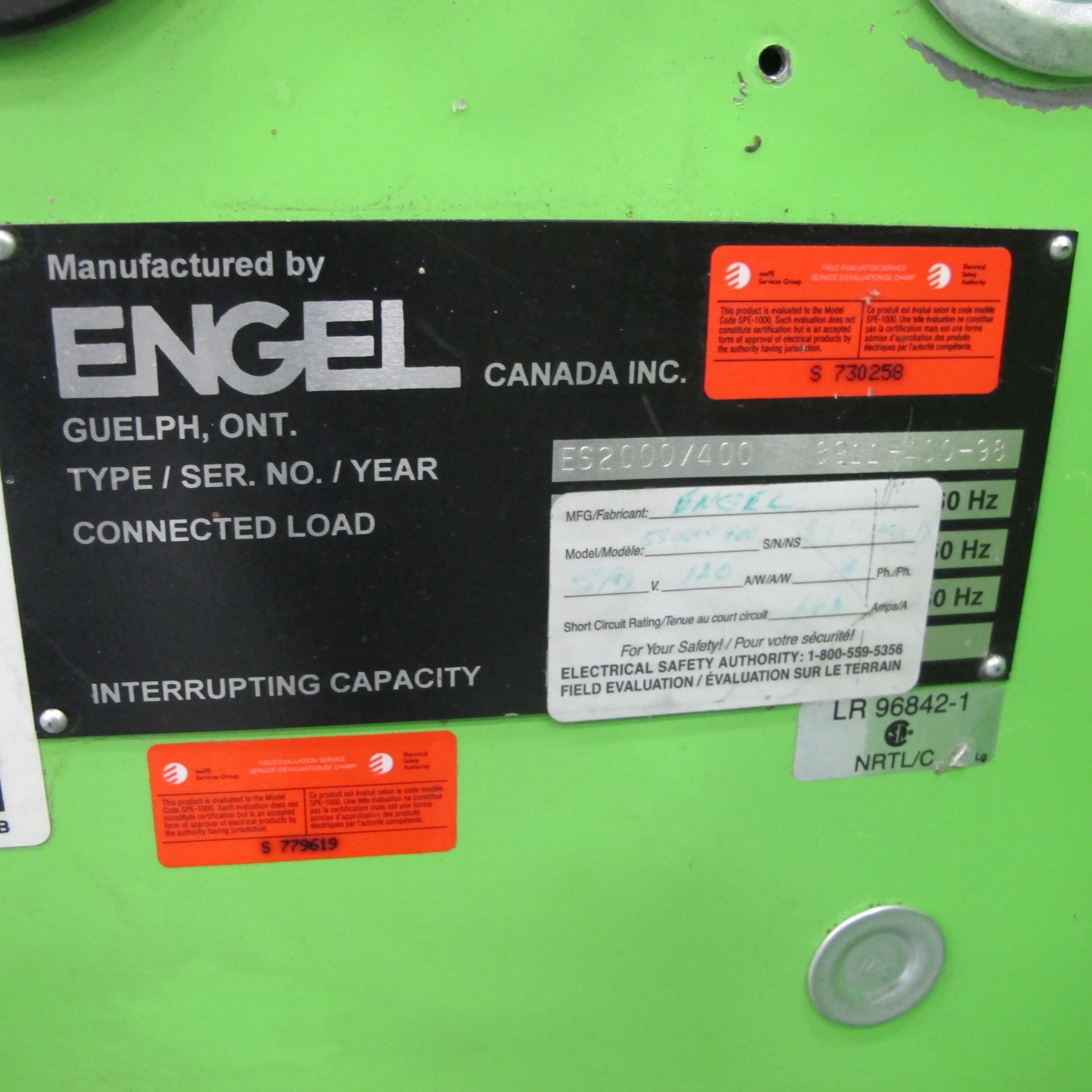 400 TON CAP 28.4 OZ SHOT SIZE ENGEL MODEL ES2000/400BH HORIZONTAL INJECTION MOLDING MACHINE, MFG - Image 5 of 8